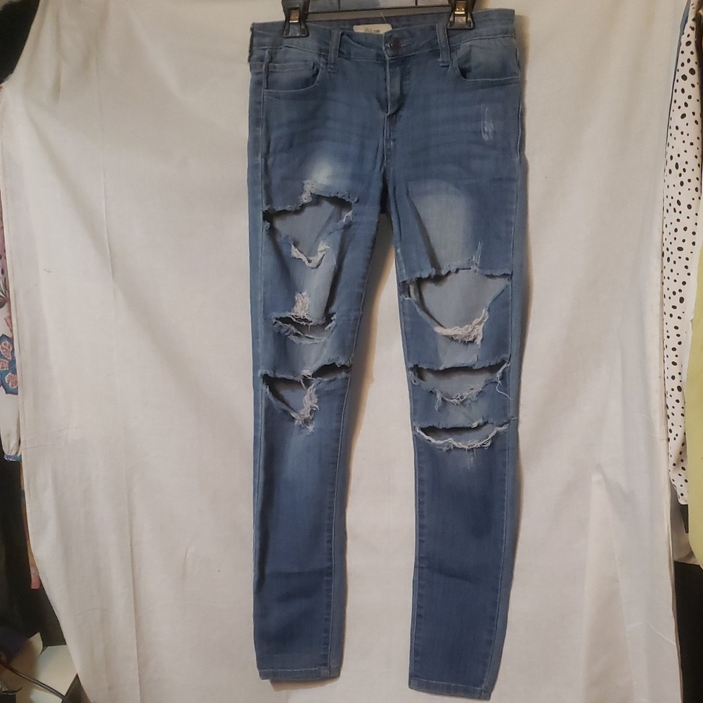 Cello Women's Ripped Blue Skinny Jeans